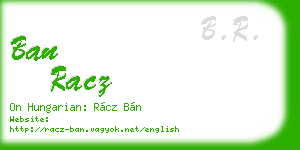 ban racz business card